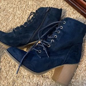 Velvet heeled booties